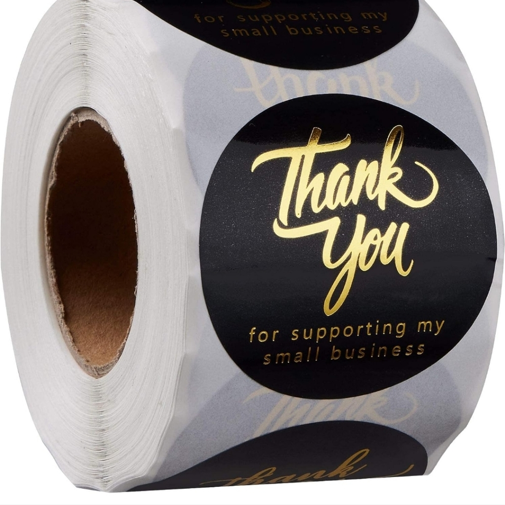 50 ct 2" Thank You Stickers Small Business - Labels with 4 Designs – Bla…